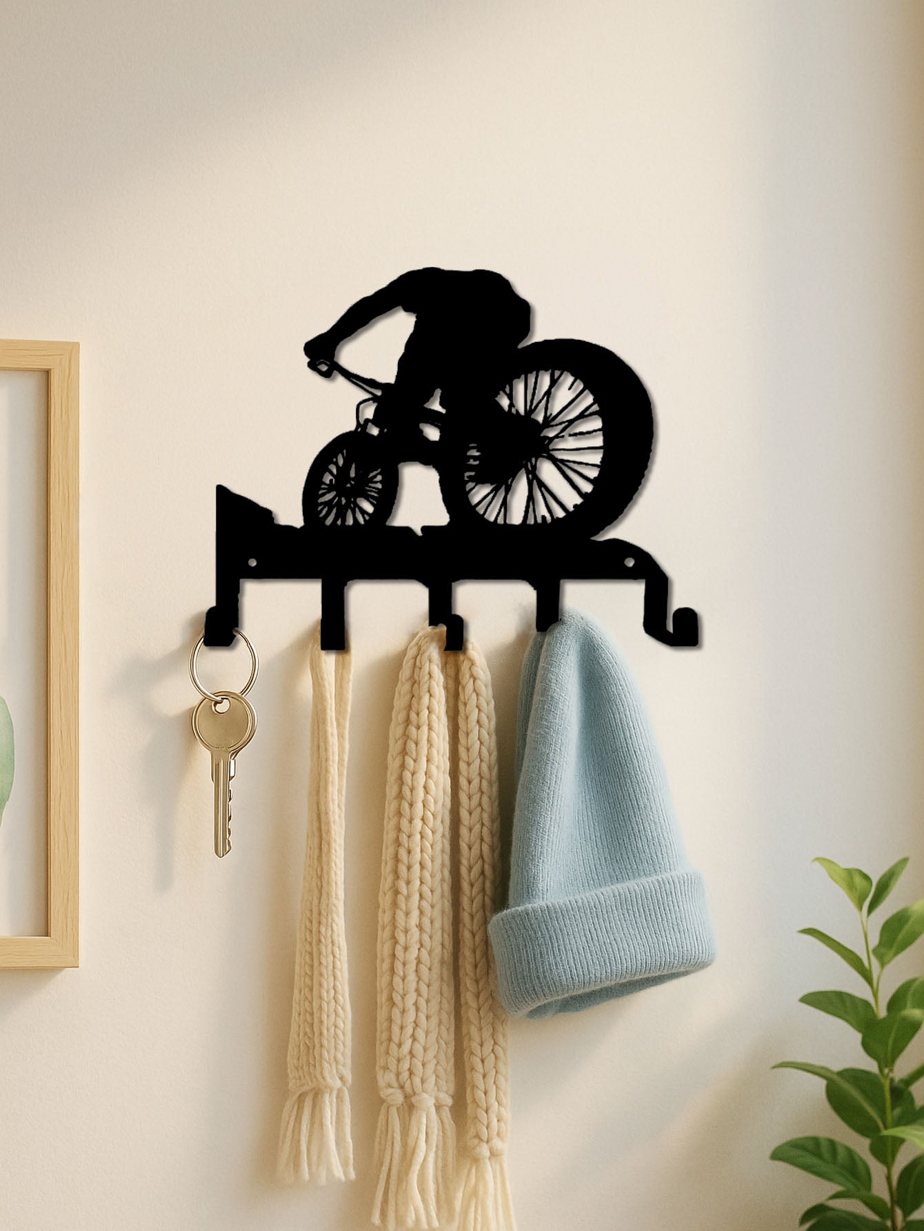 Metal Wall Art W Coat Hook - Functional Decor For Living Room Bedroom