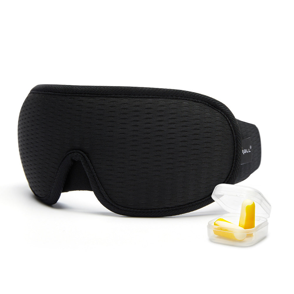 Breathable Eye Shield Travel Break Sleep Men And Women Universal with yellow earplugs in storage case.