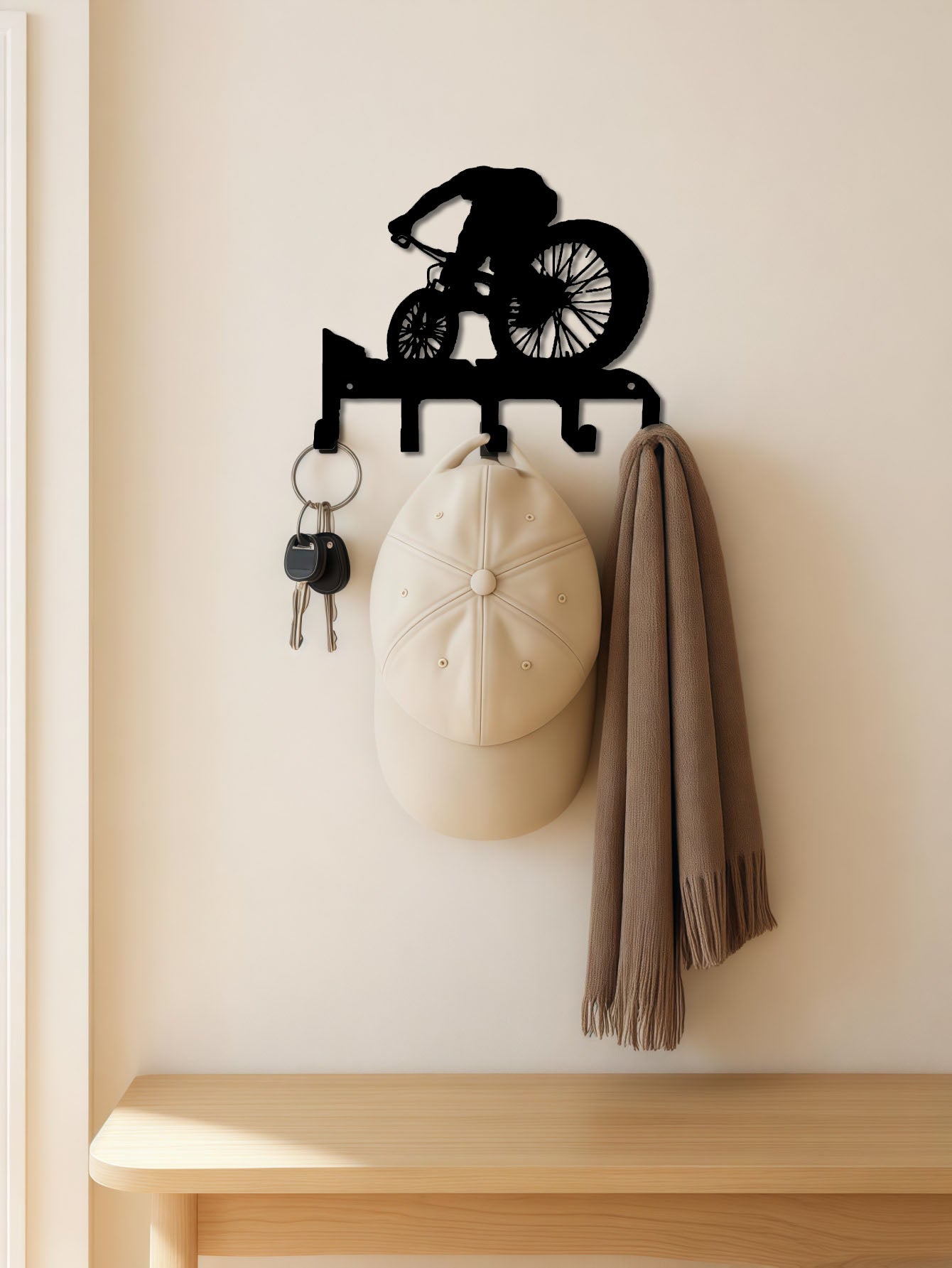 Metal Wall Art W Coat Hook - Functional Decor For Living Room Bedroom