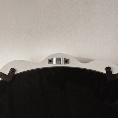 White Scalloped Round Wall Mirror For Living Room
